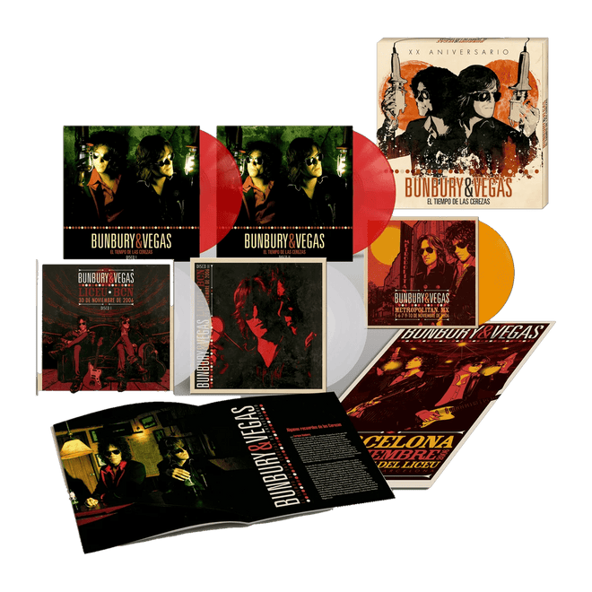 Bunbury y Vegas - Box 5LP Vinilo Color + Libro + Póster "El tiempo de las cerezas (XX Aniversario)" - D2fy - Direct To Fans - Bunbury