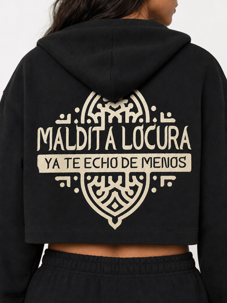 Galván Real - Sudadera Capucha Crop Top "Maldita Locura" Mujer - D2fy - Direct To Fans - Galván Real