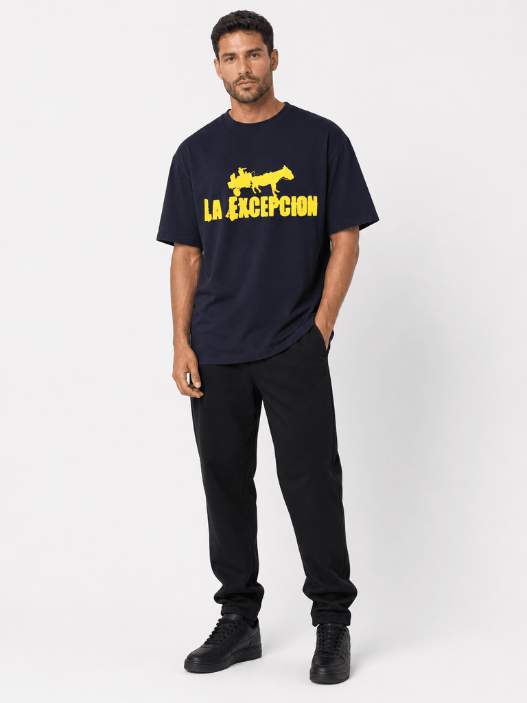 La Excepción - Camiseta Oversize Navy "Logo Amarillo" Unisex - D2fy - Direct To Fans - La Excepción