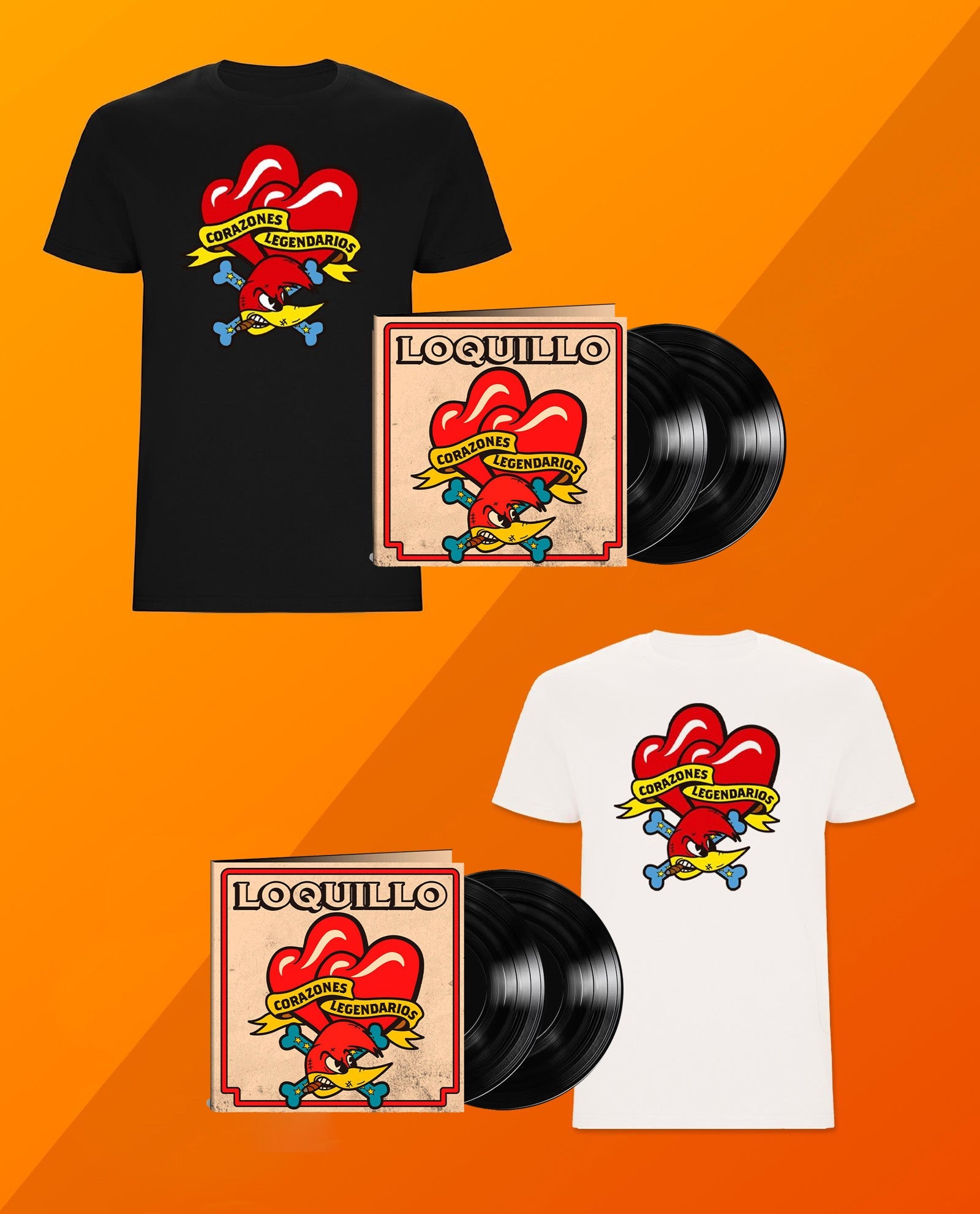 Loquillo - LP Vinilo Negro + Camiseta "Corazones Legendarios" - D2fy · Rocktud - Loquillo