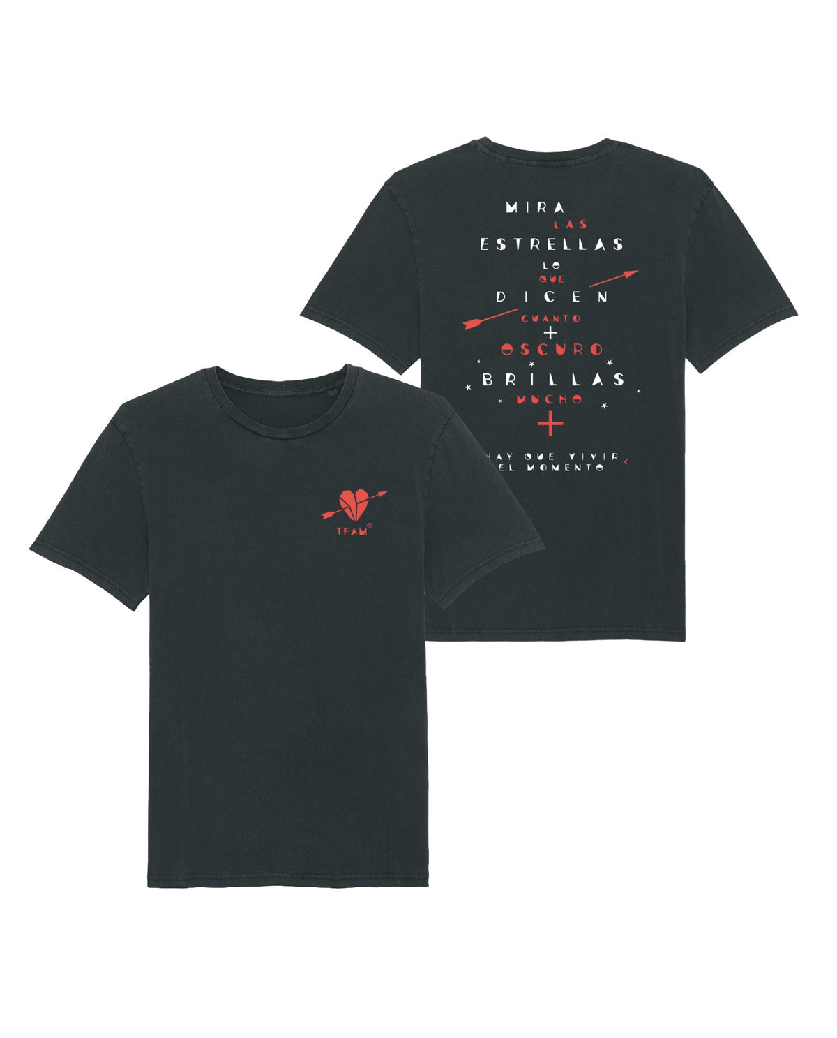 Manuel Carrasco - Camiseta "Hay que vivir el momento II - Corazón y Flecha" Unisex Negro Vintage - D2fy · Rocktud - Manuel Carrasco