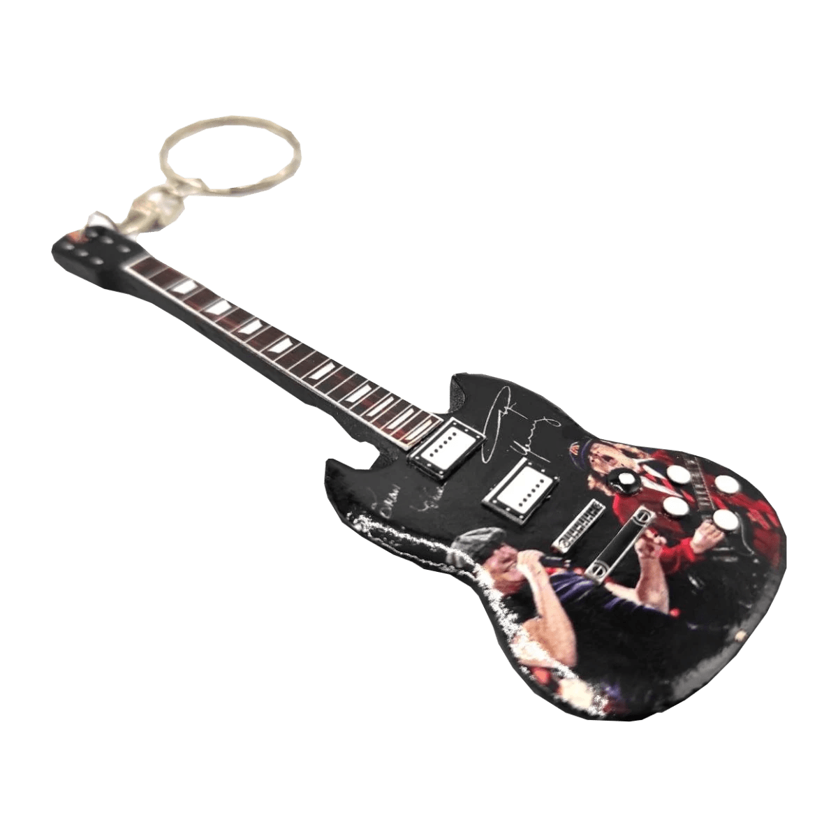 Music Legends - N2591 Llavero de Madera Guitarra Negra con Foto en Directo - Inspirado en AC/DC - D2fy - Direct To Fans - Music Legends