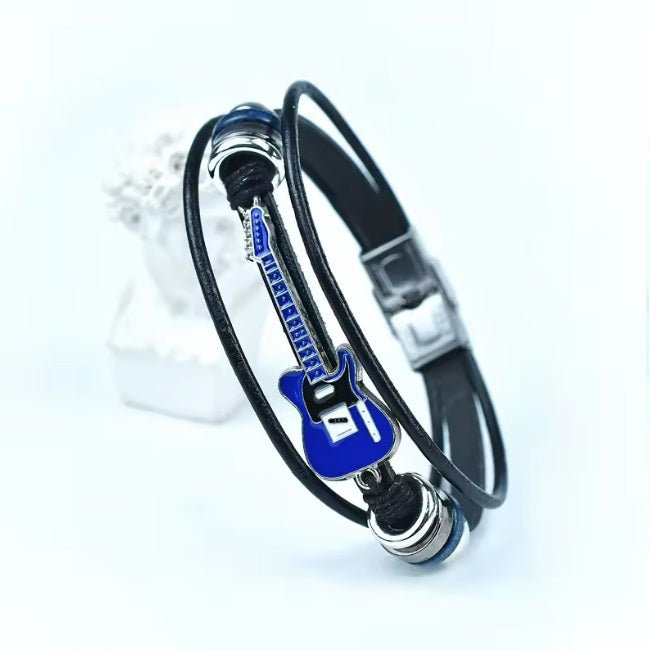 Music Legends - N586 Pulsera de Cuero Guitarra Azul - D2fy - Direct To Fans - Music Legends