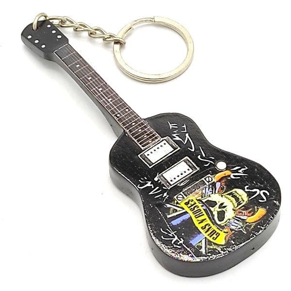 Music Legends - N627 Llavero de Madera Guitarra Acústica Negra con Calavera - Inspirado en Guns N' Roses - D2fy - Direct To Fans - Music Legends