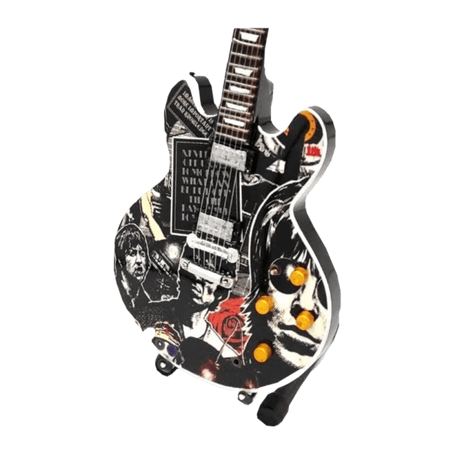 Music Legends - N6781 Mini Guitarra de Colección Semihueca con Collage (Años 90) - Inspirada en Oasis - D2fy - Direct To Fans - Music Legends