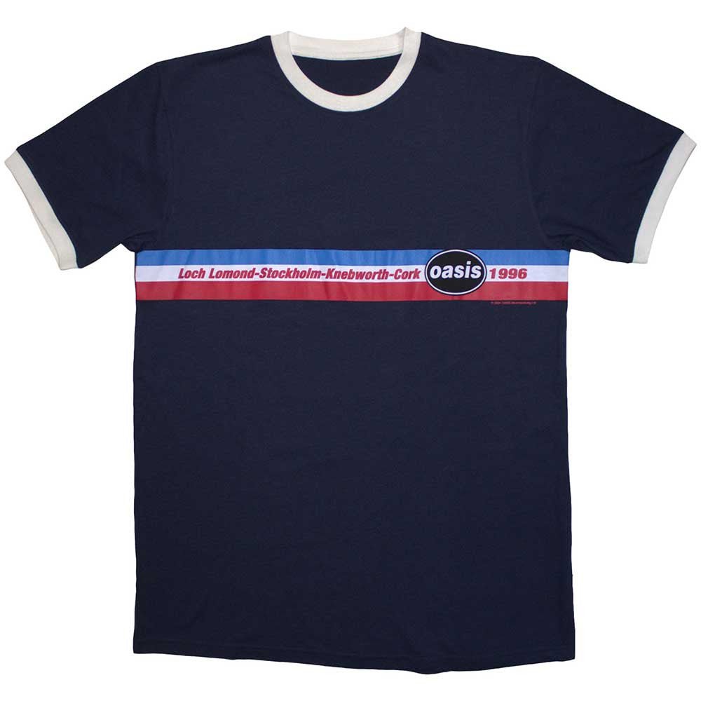 Oasis - Camiseta Ringer "1996 Tour Horizontal Stripes" Unisex - D2fy - Direct To Fans - Oasis