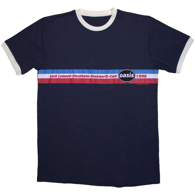 Oasis - Camiseta Ringer "1996 Tour Horizontal Stripes" Unisex - D2fy - Direct To Fans - Oasis