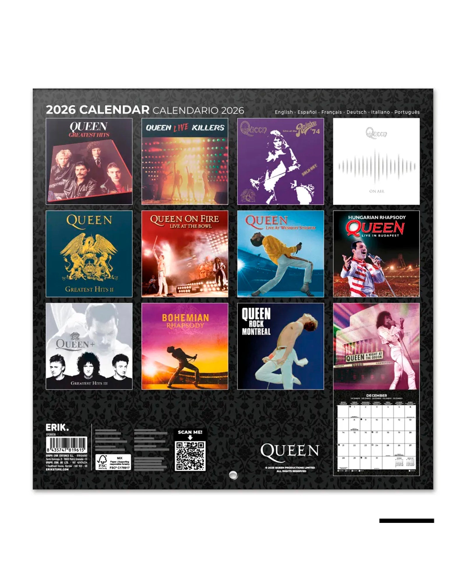 Queen - Calendario 2026 "Albums" - D2fy · Rocktud - Rocktud